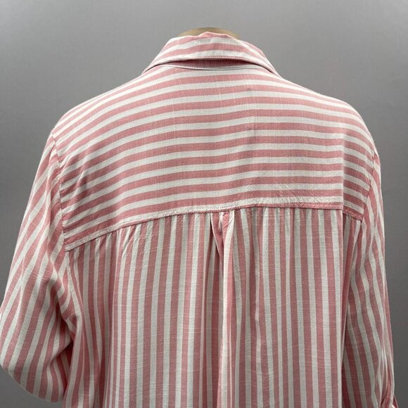 Casa Cabana Womens Striped Button-Down Shirt Red Pink White Womens XXL - Picture 11 of 12